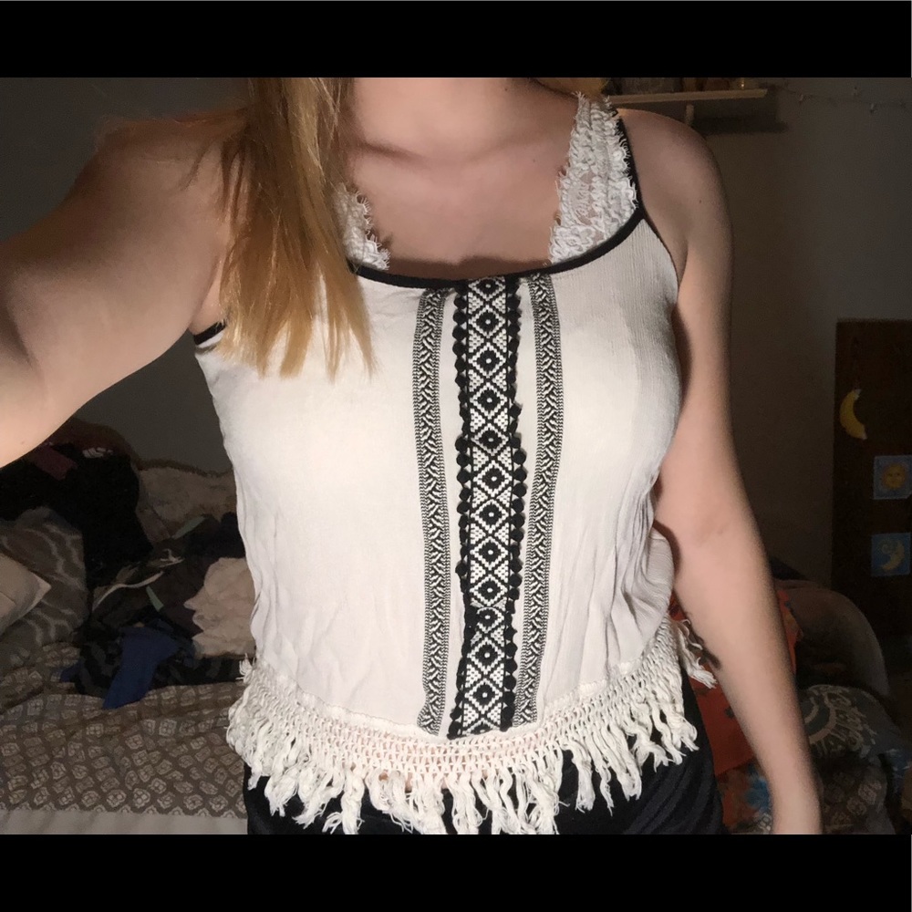 Patterned Tank, Frayed Bottom